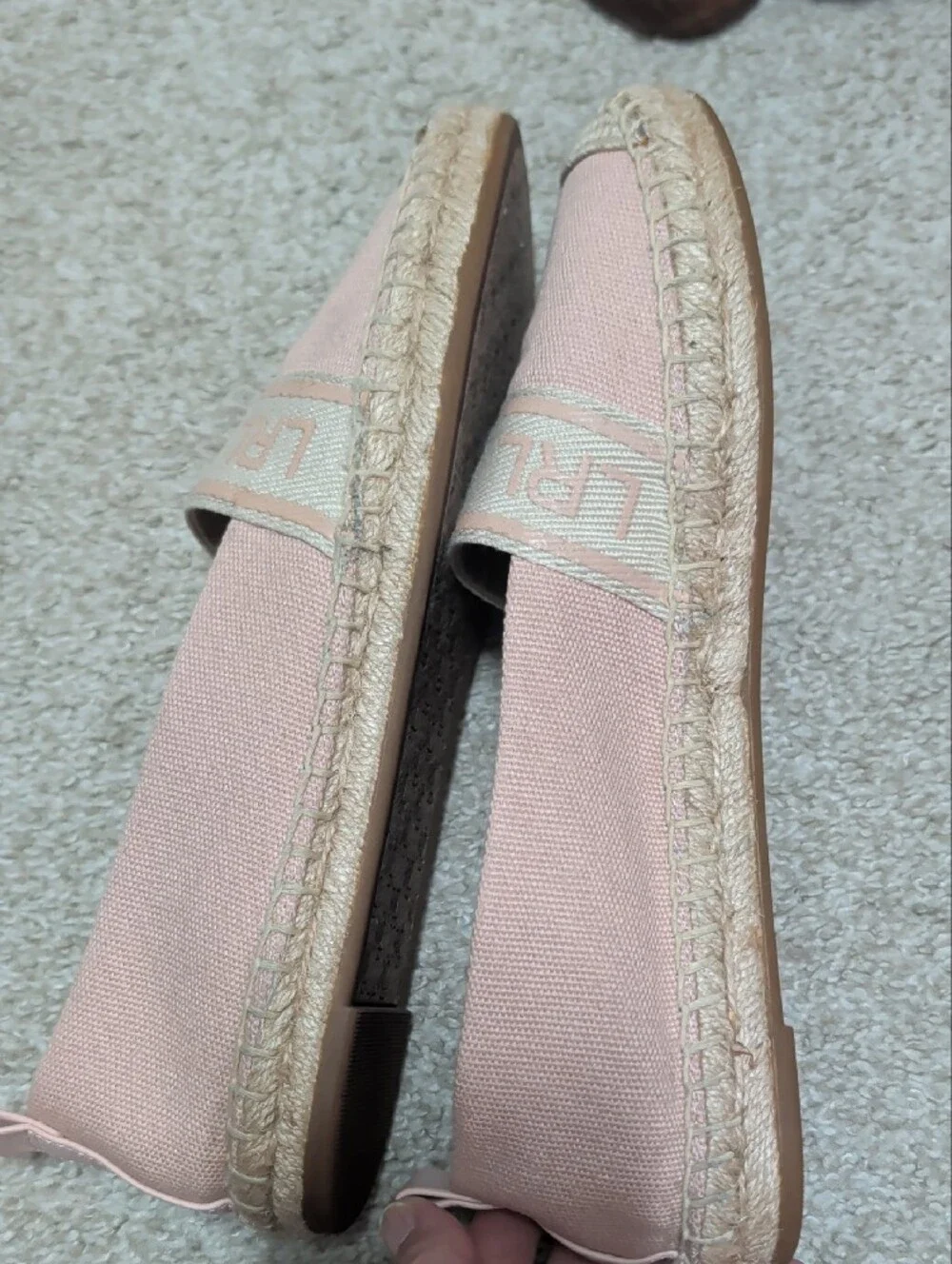 💗🏇 Lauren 🏇💗 Ralph Lauren Blush Pink Canvas Espadrille Slip-Ons Sz 8